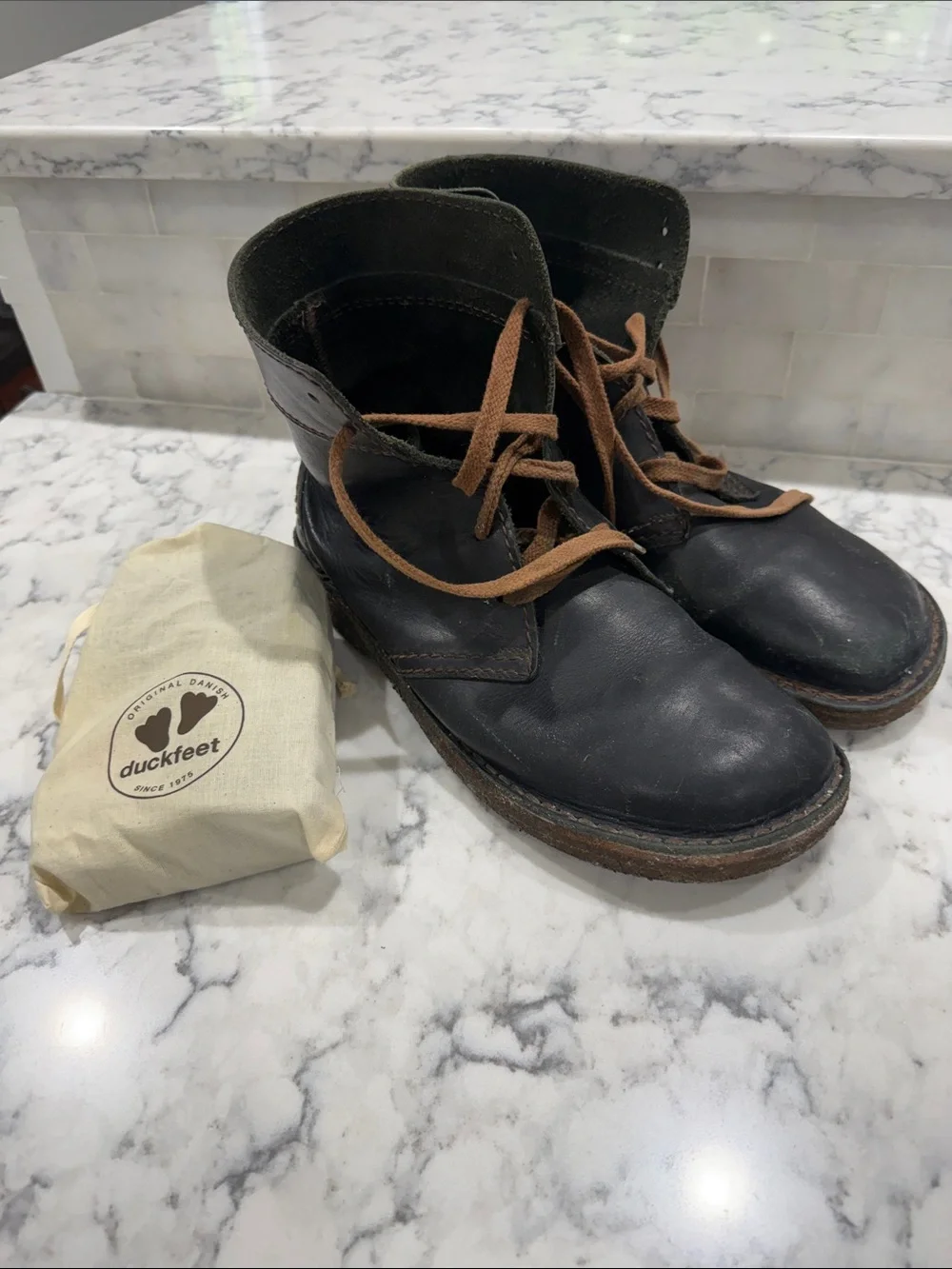 Men's Duckfeet navy Leather Lace-Up Boots size 47.